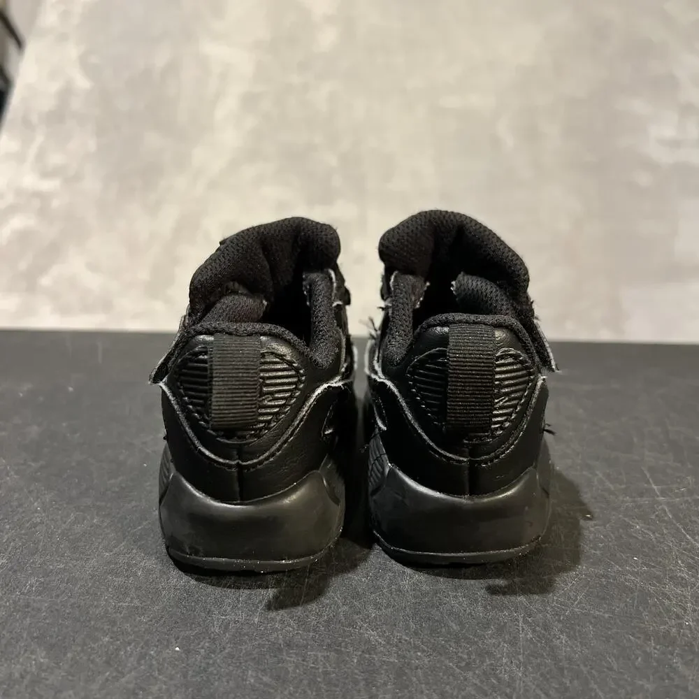 Nike Air Max 90 EasyOn Shoes Toddler Size 5C Triple Black Leather Boys Sneakers